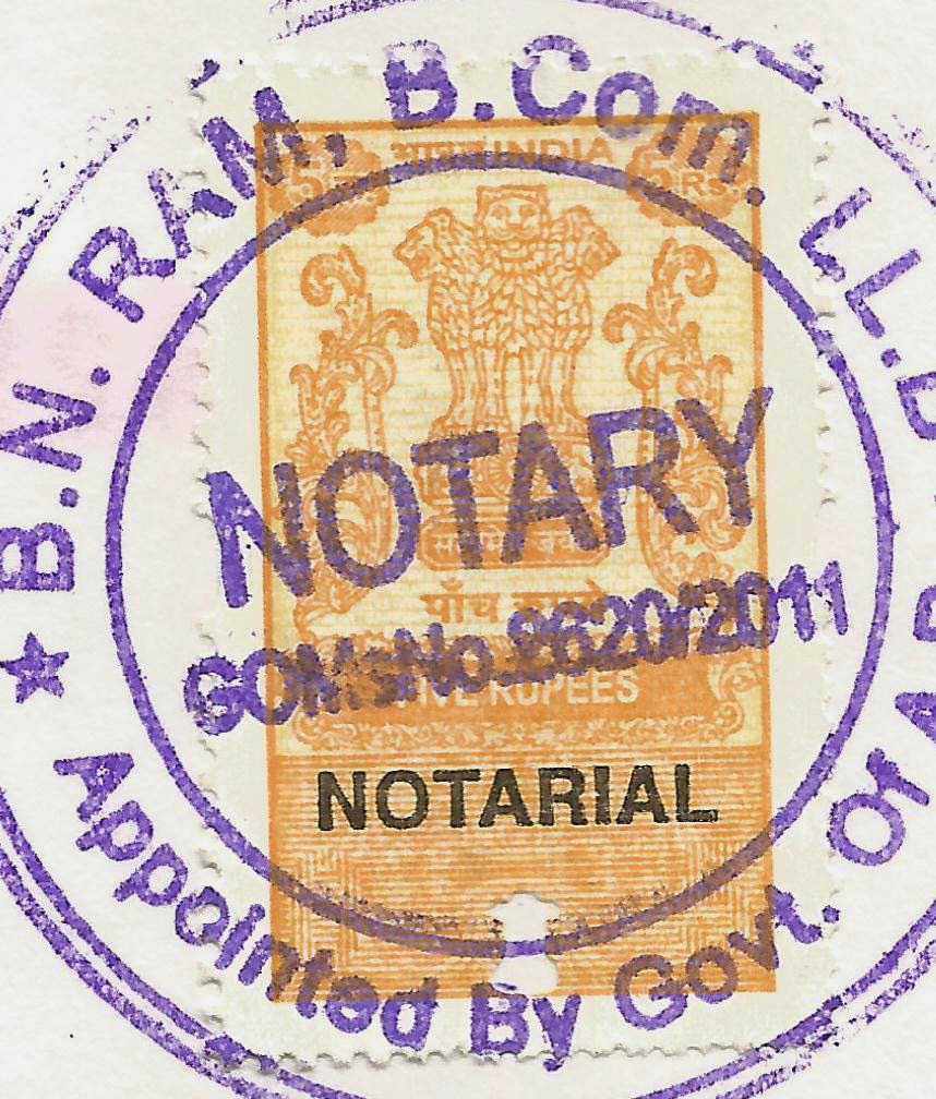 Notary Stamp from Hyderabad Telangana